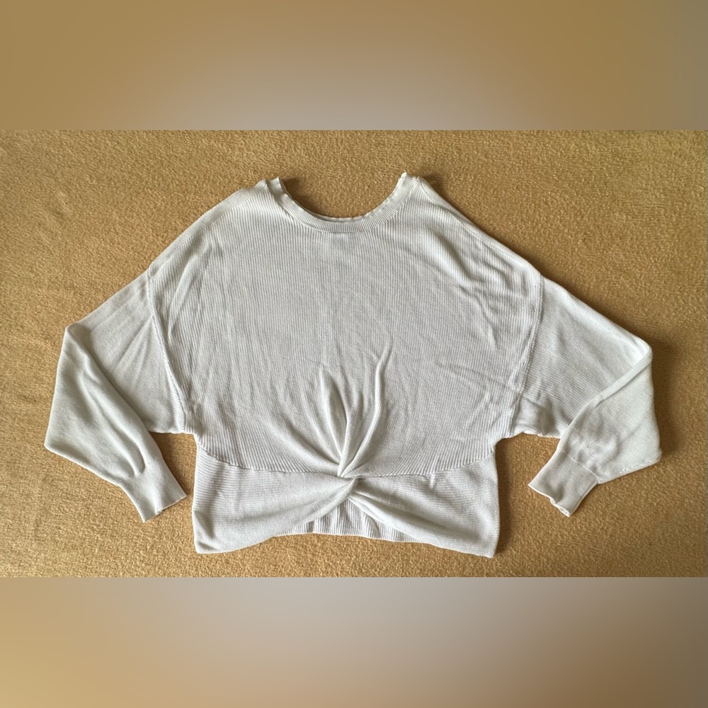 Express Ivory Ribbed Knit Top
